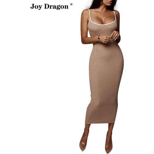 Women Bodycon Dress Autumn and Winter Fashion Sling Slim Ankle Length Dres Round Neck Sleeveless Solid Pack Hips Party Dresses