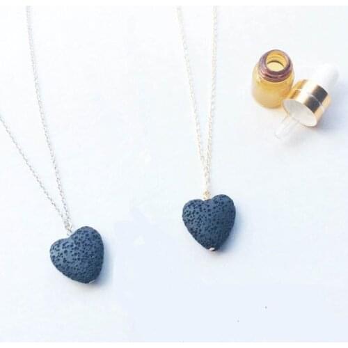 Lava Stone Rock Heart Pendant Necklace Volcano Necklace Jewelry Blue Peach Heart Volcanic Stone Necklace Ladies Exquisite Gift