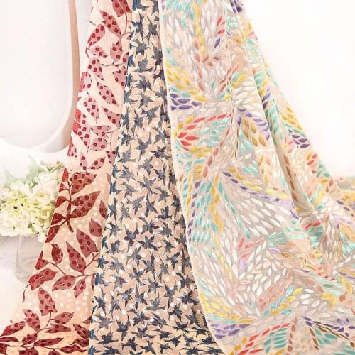 1.4m*1m Burnt-out Fabric Silk Scarf Shawl Georgette Cloud Yarn Dress Imitation Silk Hollow Fabric By The Yard for DIY Sewing
