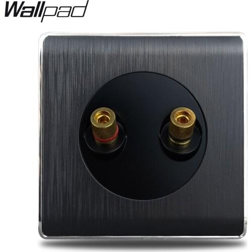 2 Pin Audio Wallpad Satin Black Plastic Panel Audio Wall Socket