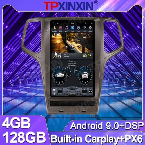 4+128 For Jeep Grand Cherokee 2010-2019 Android 13.6 'Tesla Vertical Screen Car Radio Multimedia GPS Navigation Player Carplay