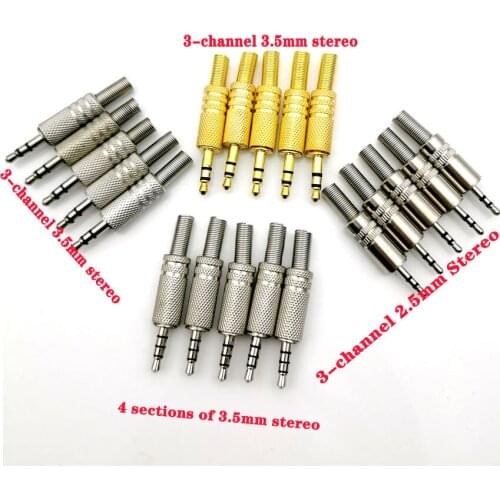 5PCS 3 Pole 4 Pole 3.5mm Male Audio Jack Headphones Repair Plug Connector Soldering For Earphone