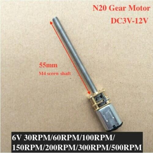 55mm Long M4 Screw Shaft Small Mini N20 Gear Motor DC 3V-12V 5V 6V 30rpm-500rpm Full Metal Electric Motor