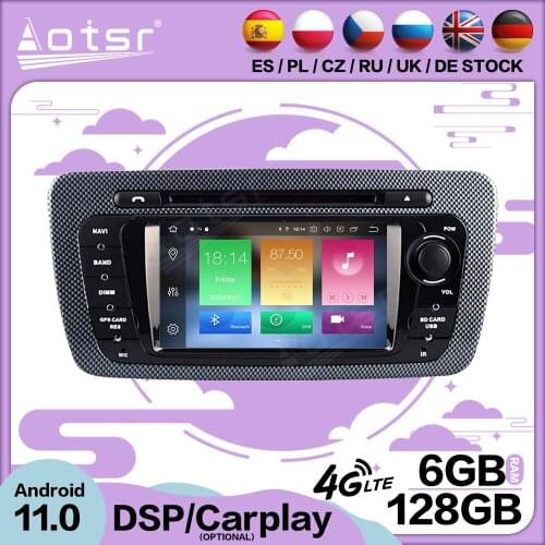 6+128G Carplay Android 11 For Seat Ibiza 2009 2010 2011 2012 2013 GPS Screen Video Player Radio Receiver Audio Stereo Head Unit