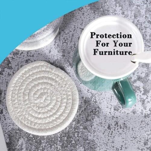 MLGB 6 Packs Round Coasters for Drinks Vintage Woven Coaster Set for Table Protection Fabric Coasters Heat-Resistant