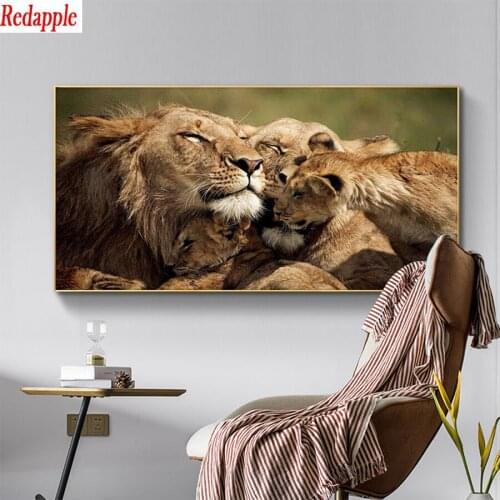 DIY diamond painting Lions Family Three Lions Wild Animals cross stitch diamond full mosaic diamond embroidery full square/round