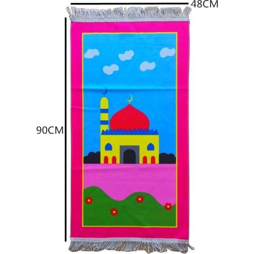 Arab Children Islamic Muslim Prayer Rug Polyester Portable Braided Mats Simply Print Travel Mat Blanket 48*90cm worship Carpets