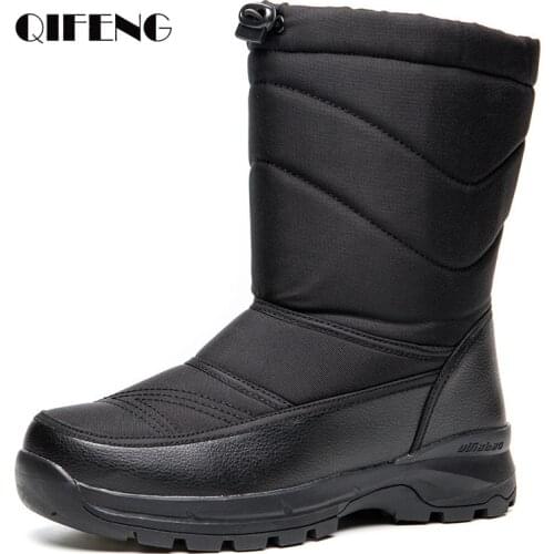 Winter Men Women Waterproof Ankle Boots Snow Warm Fur Padded Trekking Black Leather Mid Calf Combat Boots Platform Luxury Shoes