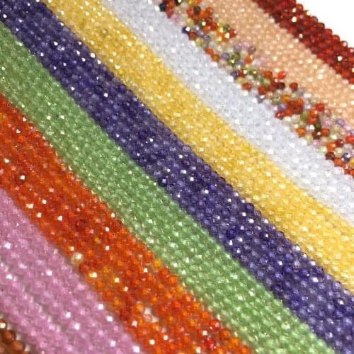 Natural Stone Beads Small Faceted Shiny Colorful Zircon Beads Necklace Bracelet for Jewelry Making DIY 2mm 3mm