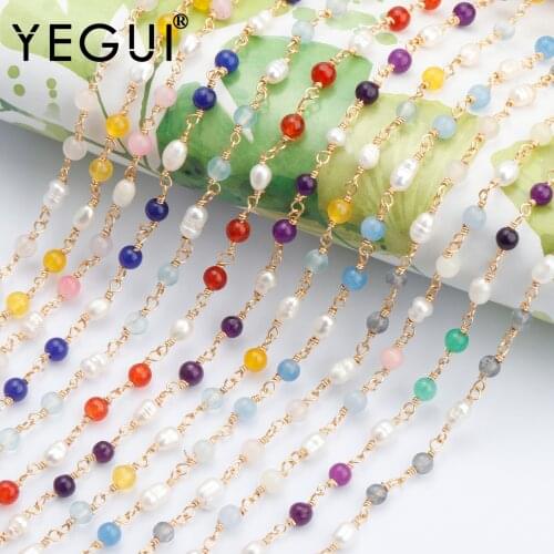 YEGUI C166,diy chain,18k gold plated,natural stone,charms,real pearl,copper metal,jewelry making,diy bracelet necklace,1m/lot