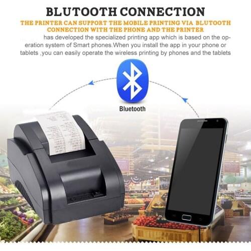 Black and white Wholesal High quality 58mm thermal printer receipt machine printing speed 90mm / s USB + Bluetooth interface