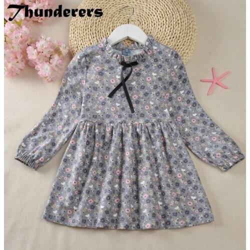 Thunderers Spring Autumn Kids Princess Dress For Girl Long Sleeve Printed Floral Children Party Dresses Todddler Baby Costume
