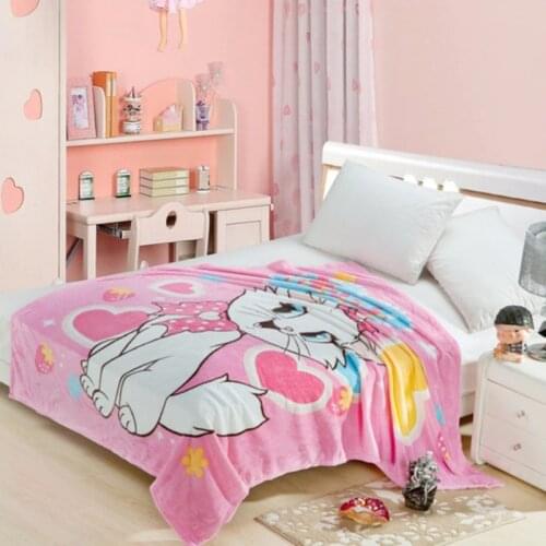 Disney pink Marie Cat Coral Fleece Fuzzy Blankets on Bed/Sofa Air Condition Sleeping Cover Bedding Throws Bedsheet for Kids Girl