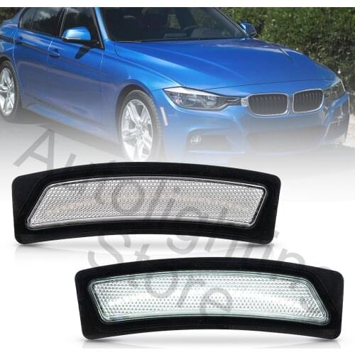 For BMW 3 Series F30 F31 LCI 320i 4 Series 420i 428i 435i 440i 16-18 2X Clear Lens Bumper Side Markers Lights Turn Signals