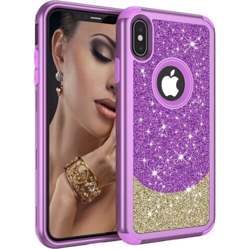 For iPhone 5s se 6 8 7 Plus xr xsmax Luxury Colorful Glitter Gradien Diamond 360 Degree Shockproof Hybrid Armor Protection Case