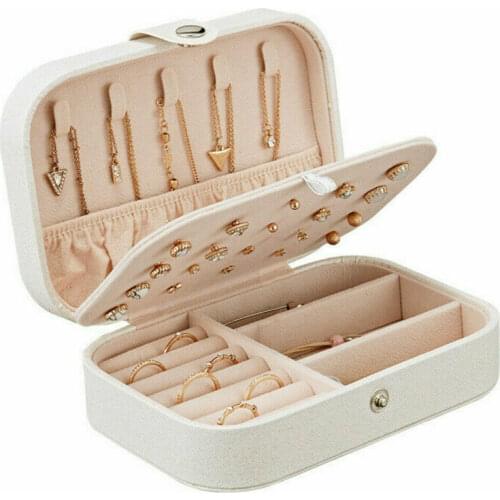 Jewelry Organizer Display Travel Jewelry Case Boxes Portable Jewelry Box Button Leather Storage Zipper Jewelers