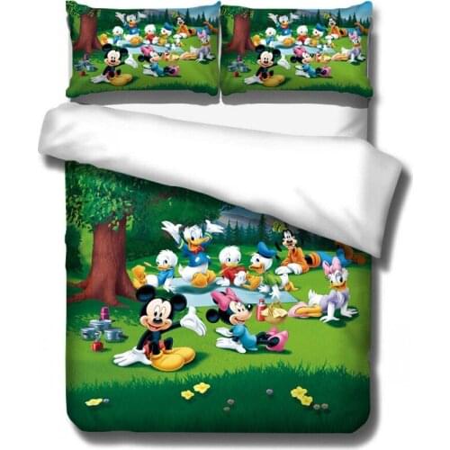Disney Mickey Minnie Mouse Pattern Bedding Set Bedclothes Sheet Pillowcase Cartoon Boys Twin Queen Duvet Cover Set Ropa de cama