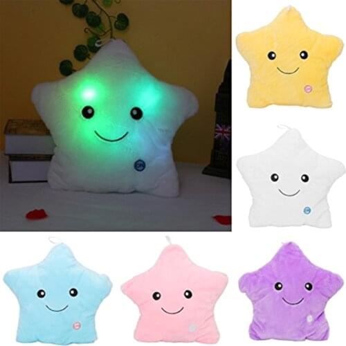 13 inch LED Star Throw Pillow Birthday Party Decoration Interactive Soft Realistic Plush Toy Gift Doll Toy Back Cushion
