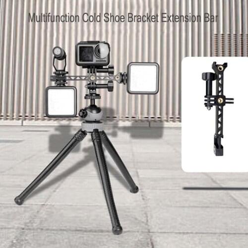 Multifunction Cold Shoe Bracket Extension Bar Hot Shoe Extension with 1/4'' Tripod Screw Suit for OSMO Pocket ACTION Gopro