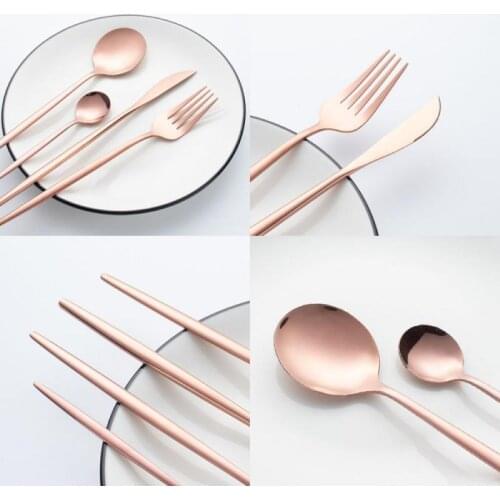 9pcs Portuguese Western Cutlery Set Stainless Steel Cutlery Titanium Plated Steak Cutlery Dessert Spoon Fork Spoon Home Kitchen