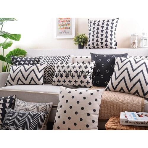 Nordic Style Cushion Cover Decorative Pillows Case Gray Cushion Cover Home Decor Geometric black and white pillow cover 45x45cm