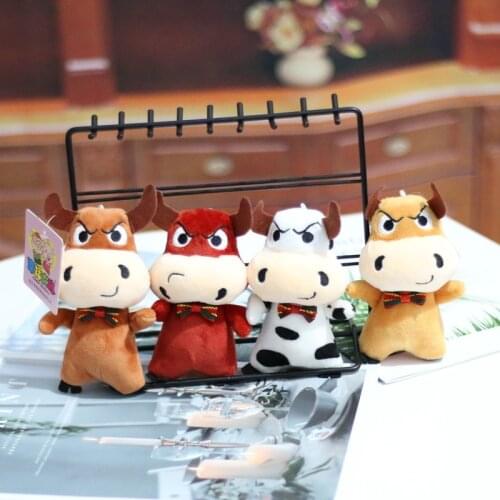 New Stylish cute cool 12cm plush soft Festive pendant Zodiac Lucky Cow good quality kids Soothing doll chistmase birthday gift