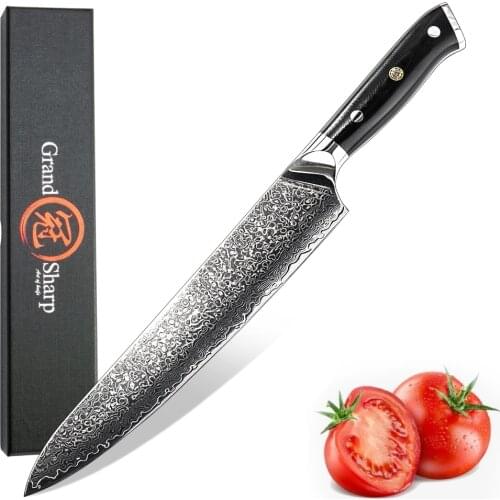 GRANDSHARP 9.5 Inch Damascus Chef Knife 67 Layers VG-10 Steel Japanese Damascus Kitchen Knife Japanese Slicing Cooking Tools NEW