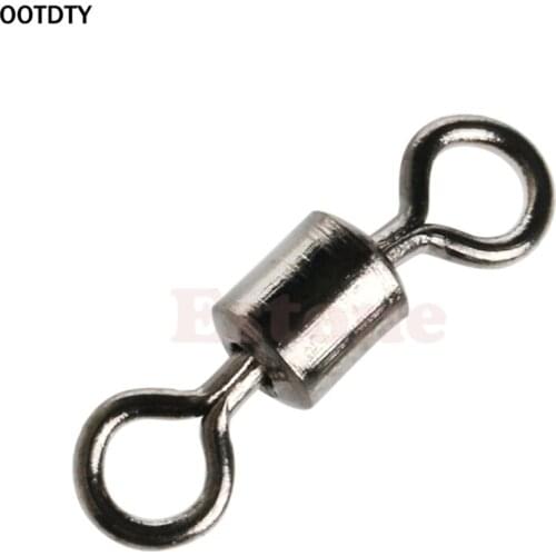 OOTDTY 100PCS Fishing Barrel Bearing Rolling Swivel Ring Solid LB Lures Connector Hot 14#/12#/10#/8#/6