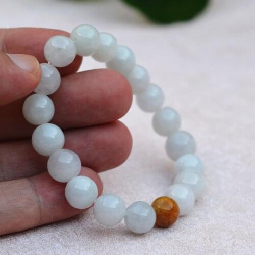 Wholesale Natural A grade jade White Round Buddha Beads Bracelet Single Lap Bracelet Bangles Womans fine Jade Jewelry