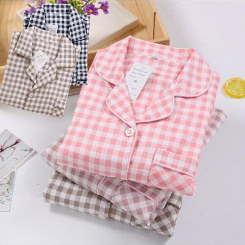 100% Cotton Plaid Pajamas Set Full Sleeve T-shirt Long Pants 2Piece/Set Hot Pyjama Big Size Mom Homewear Cozy Casual Sleepwear