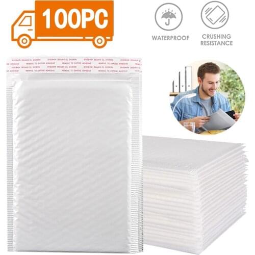 100PCS Bubble Padded Mailing Bag White Self Seal Protection Packing Bags With Poly Liner Thicken Waterproof Courier Bag For Mail
