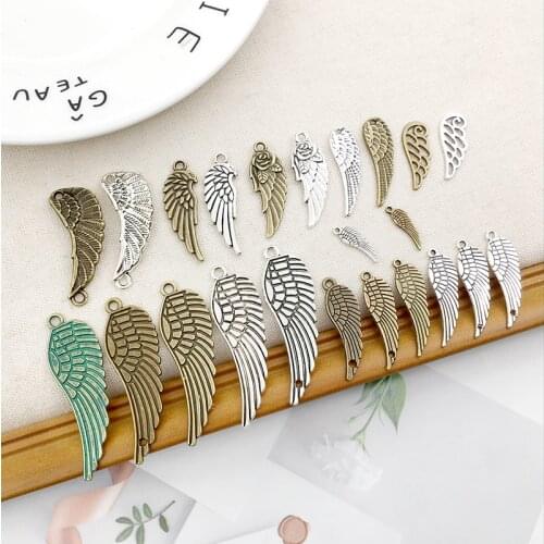 20Pcs Wings Charms Pendants DIY Jewelry Making Alloy Findings Accessory For Necklaces Earrings
