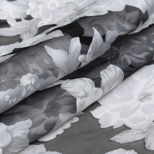 LEO&LIN Organza Embroidery Perspective Cut Flowers Silk Raw Silk Jacquard Imitation Silk Fabric Material Super Beauty