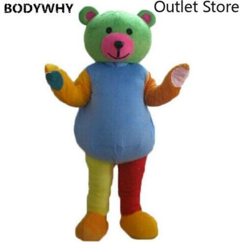 Rainbow Bear Mascot Costume Cosplay Party Fancy Dress Outfits Cosplay Halloween Cartoon Dress Carnival Xmas Easter Ad Clothes