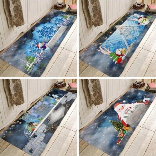Christmas Mat Chirstmas Tree Hallway Carpets Christmas Party Rugs Carpets Christmas Snowmen Rug For Kitchen Bathroom Anti-Slip
