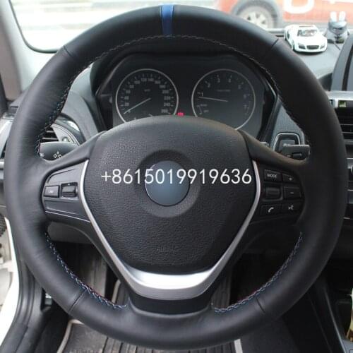 Hand sewing Black Leather Car Steering Wheel Cover for BMW F30 320i 328i 320d F20