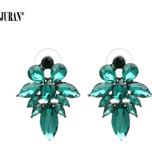 JURAN Fashion Green Crystal Earrings For Women 6 Colors Classic Austrian Crystal Stone Dangle Earrings Jewelry Wholesale