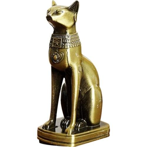 ANCIENT EGYPT BASTET STATUE METAL CRAFTS RETRO FIGURE SEKHMET CATS GOD SCULPTURE HOME DESKTOP DECORATION SOUVENIR R2929