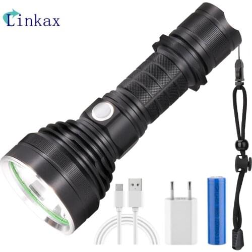 Super bright LED Flashlight USB charging 6 lighting modes 10W Led Torch for Camping Hiking Hunting Indoor Activities Work Light