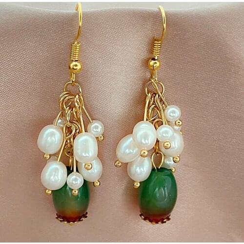 Korean Handmade Freshwater Pearl Wedding Earrings for Women Girls Handmade Jewelry Special Gifts Natural Stone Statement Earring