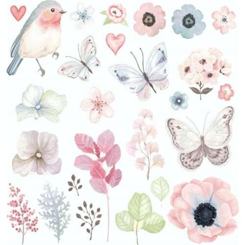 Fine Flower Bird Heat Transfers Iron On Patches For T-shirt DIY Craft Stickers Applications For Clothes Decorative Appliques