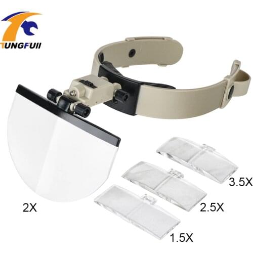 Tungfull Magnifying Glasses LED Light Lamp Head Loupe Jeweler Headband Magnifier Eye Glasses Optical Glass Tool Repair Reading