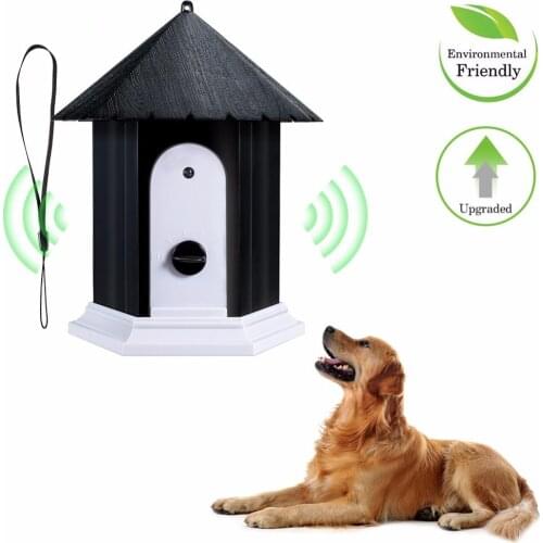 Pet Dog Stop Barking Ultrasonic House Shape Anti Barking Stop Bark Device Outdoor Waterproof Dogs Training Control Silencer Tool