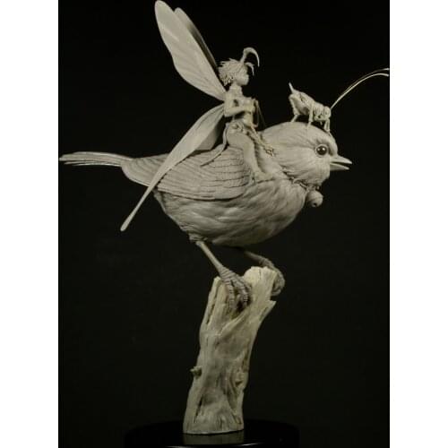 Unassambled 1/32 ancient fantasy child with bird Resin figure miniature model kits Unpainted