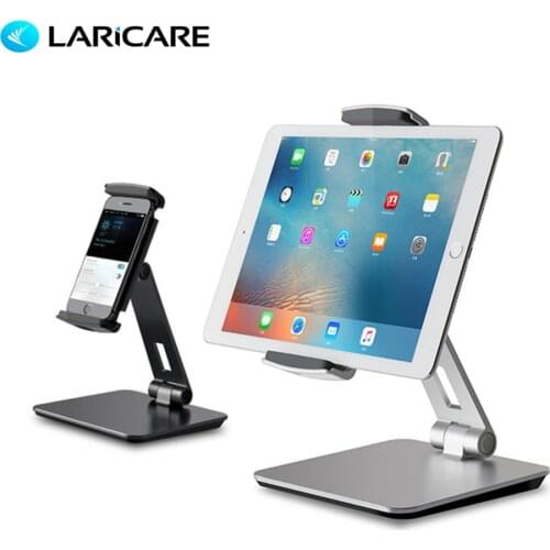 LARICARE Aluminum Universal Smartphone & Tablet Stand Desk Mount For 7-13 inch iPad Pro Air Mini 3.5-6.5 inch Cellphone Holder