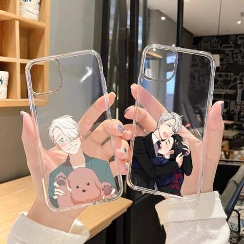 Yuri on ice cartoon anime Phone Case Transparent for iPhone 6 7 8 11 12 s mini pro X XS XR MAX Plus SE cover funda