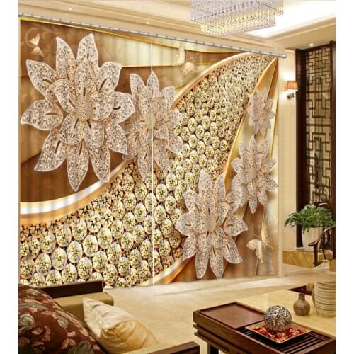 Curtains Jewelry flowers Room Bedroom Living Room Curtain Kitchen 3D Curtain Window Curtain Bed Room Home Decor
