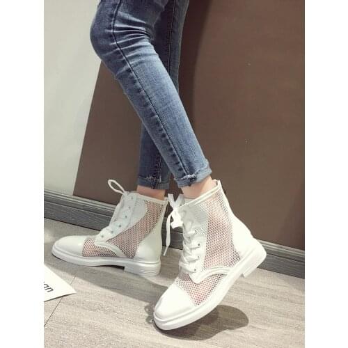 Short Boots Sandals Female Ins Tide 2019 New Net Boots Wild Rome Summer Sandals Breathable Thick With Hollow Shoes