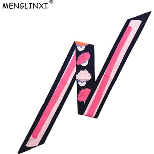 Cartoon Little Monsters Print Skinny Scarf Women Bag Silk Scarves New Fashion Head Scarf Luxury Brand Wrist Towel For Ladies