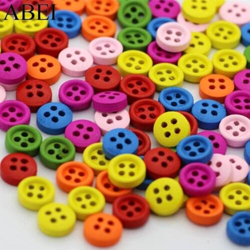100pcs/lot 9mm Mix Colors Round Wooden Buttons Sewing Tools DIY handmade button Crafts School Project Ornament Garment Accessory